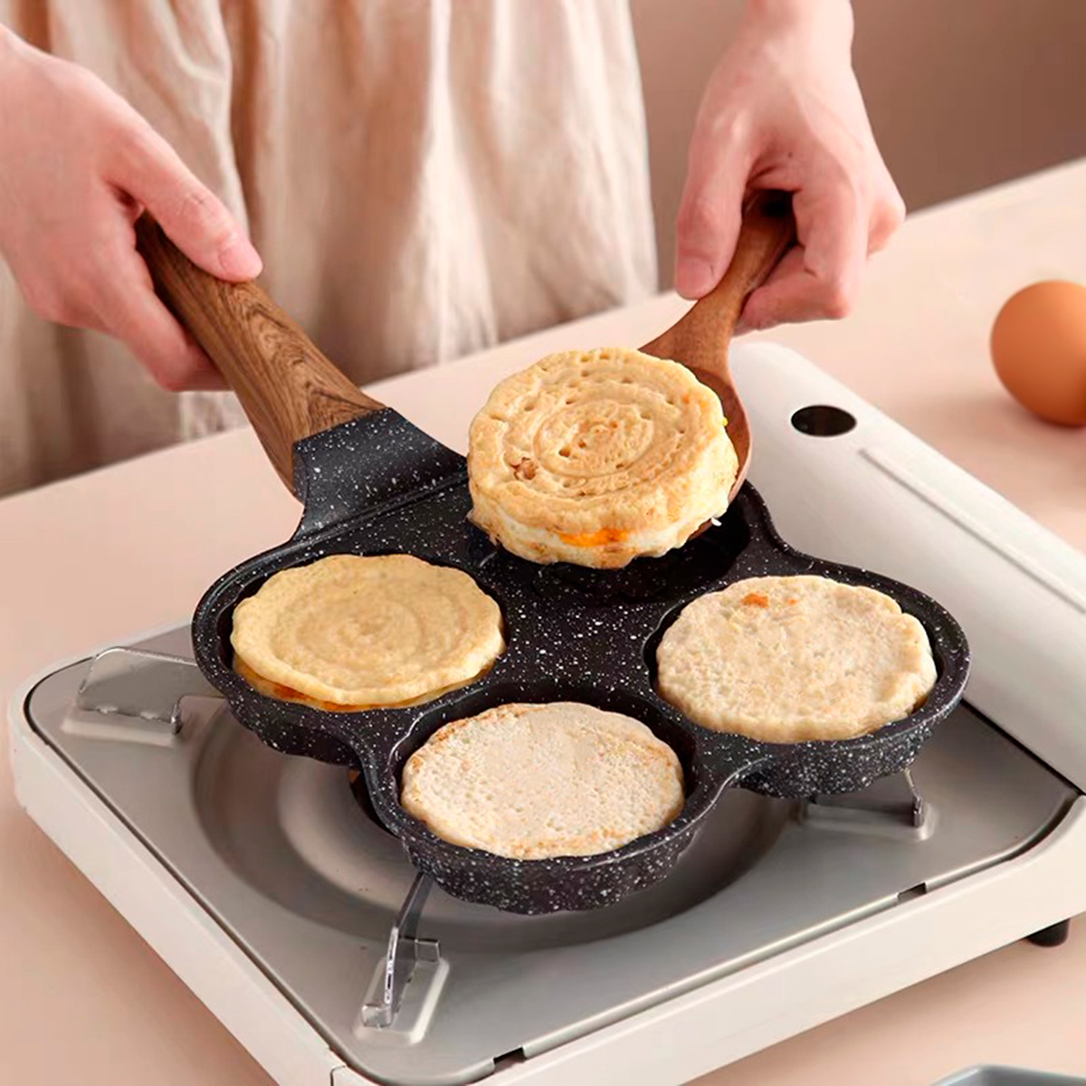 Frigideira4 Ovos Antiaderente Alça Hambur...